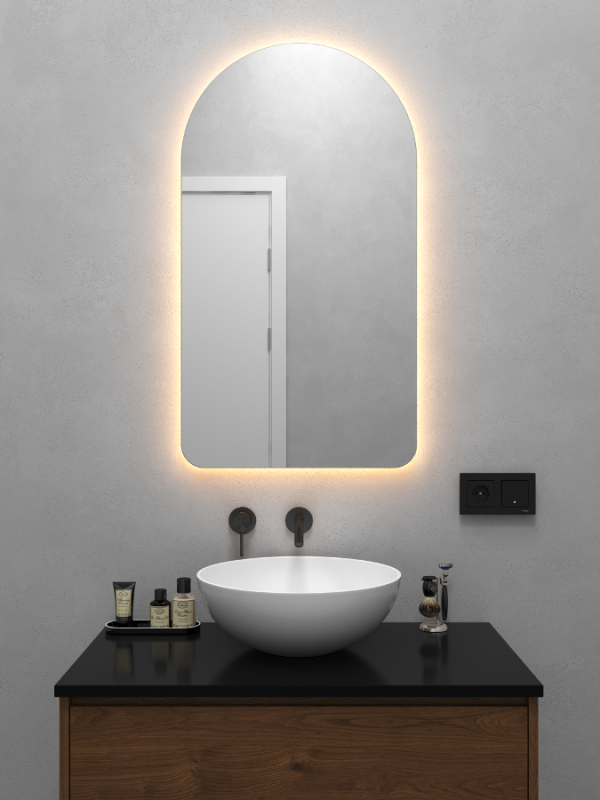 Зеркало арка 90х50 см, с тёплой подсветкой